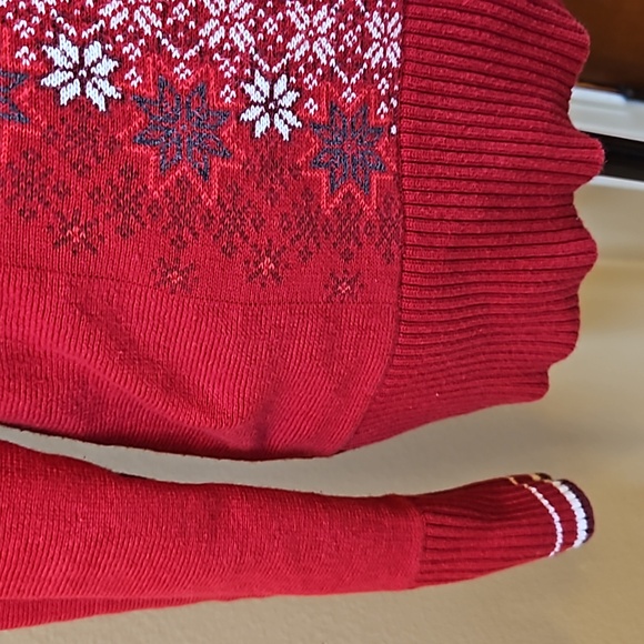 EDDIE BAUER NORDIC FULL ZIPPER ZIP UP SNOWFLAKES RED WHITE GRAY BLACK ME… - Picture 4 of 10